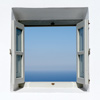 Outdoor window with sea view